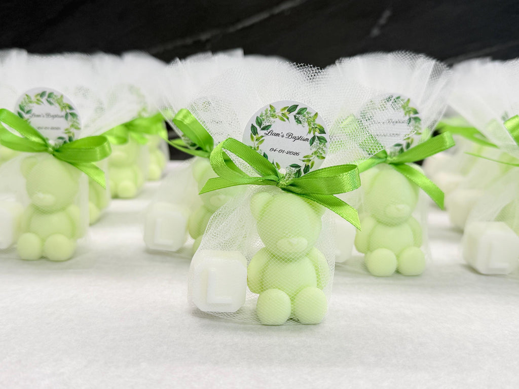 "BEAR + LETTER" SOAP with Tulle and personalized tag