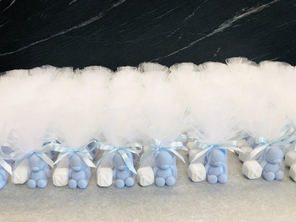 "BEAR + LETTER" SOAP with Tulle and personalized tag
