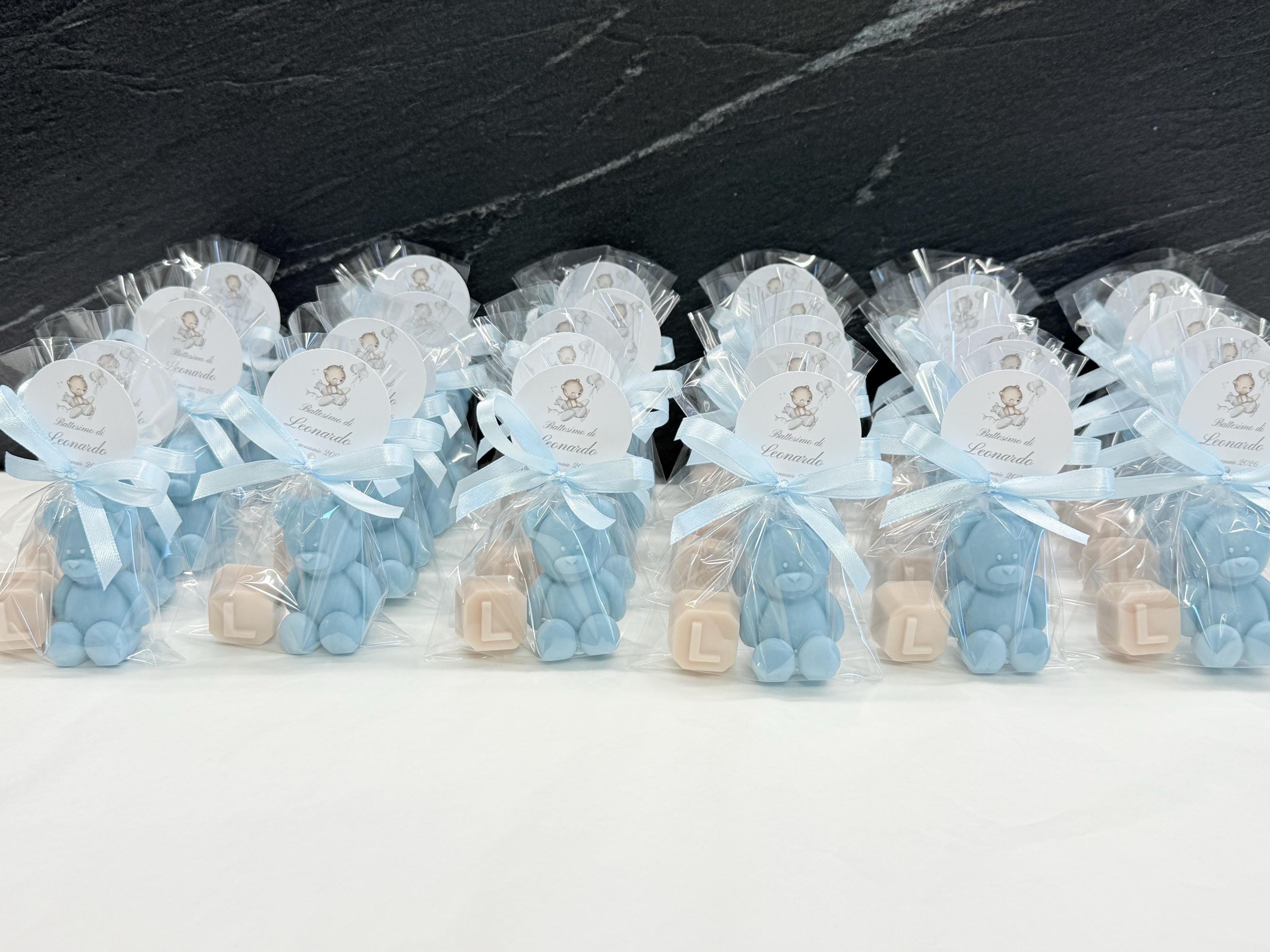 SAVON « OURSON + LETTRE » avec sachet transparent et étiquette personnalisée