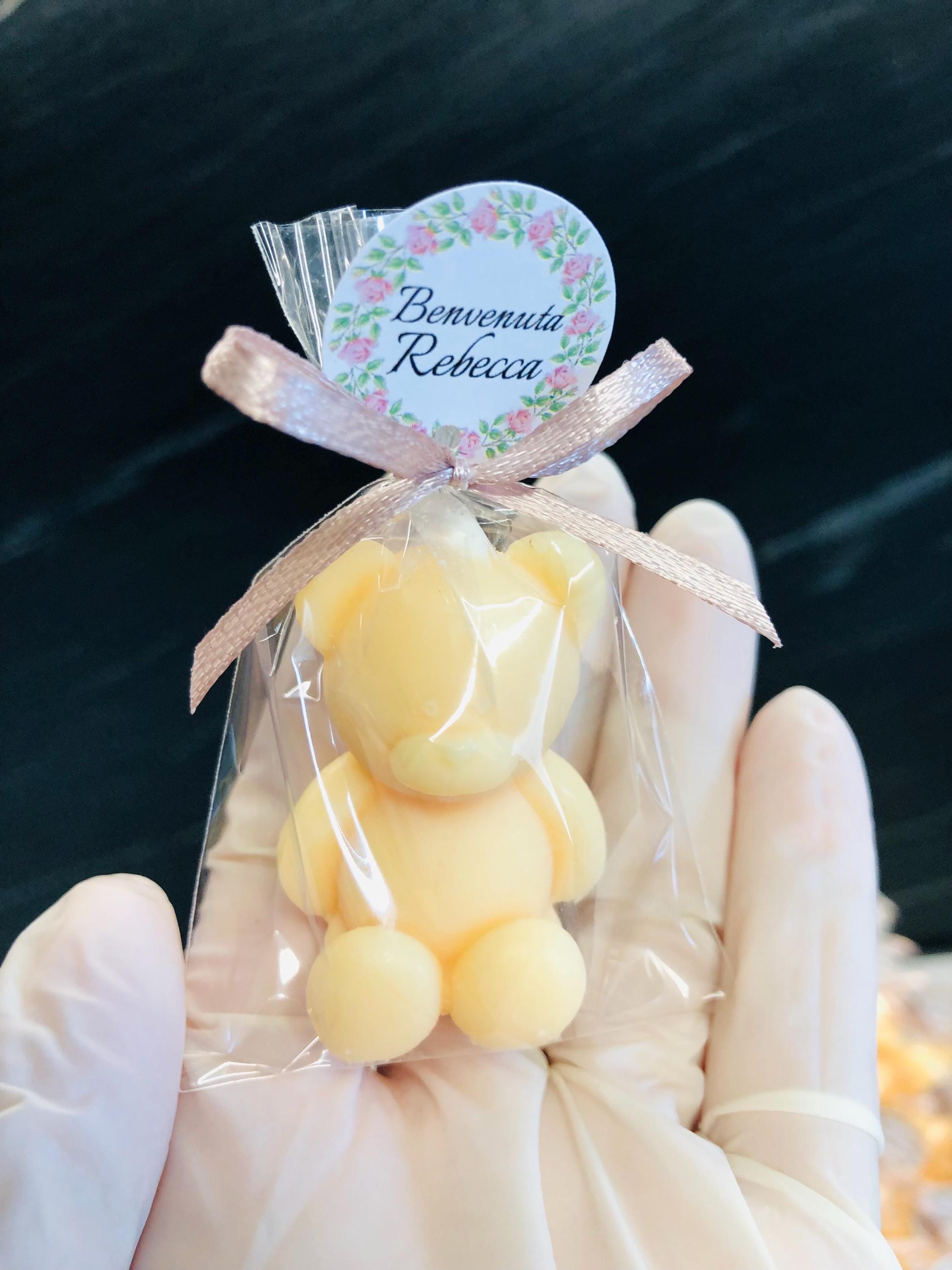 BOUGIES OURSON INODORES avec sachet transparent/cadeaux de baptême/naissance/baby shower/anniversaire d'enfants/communion/Teddy