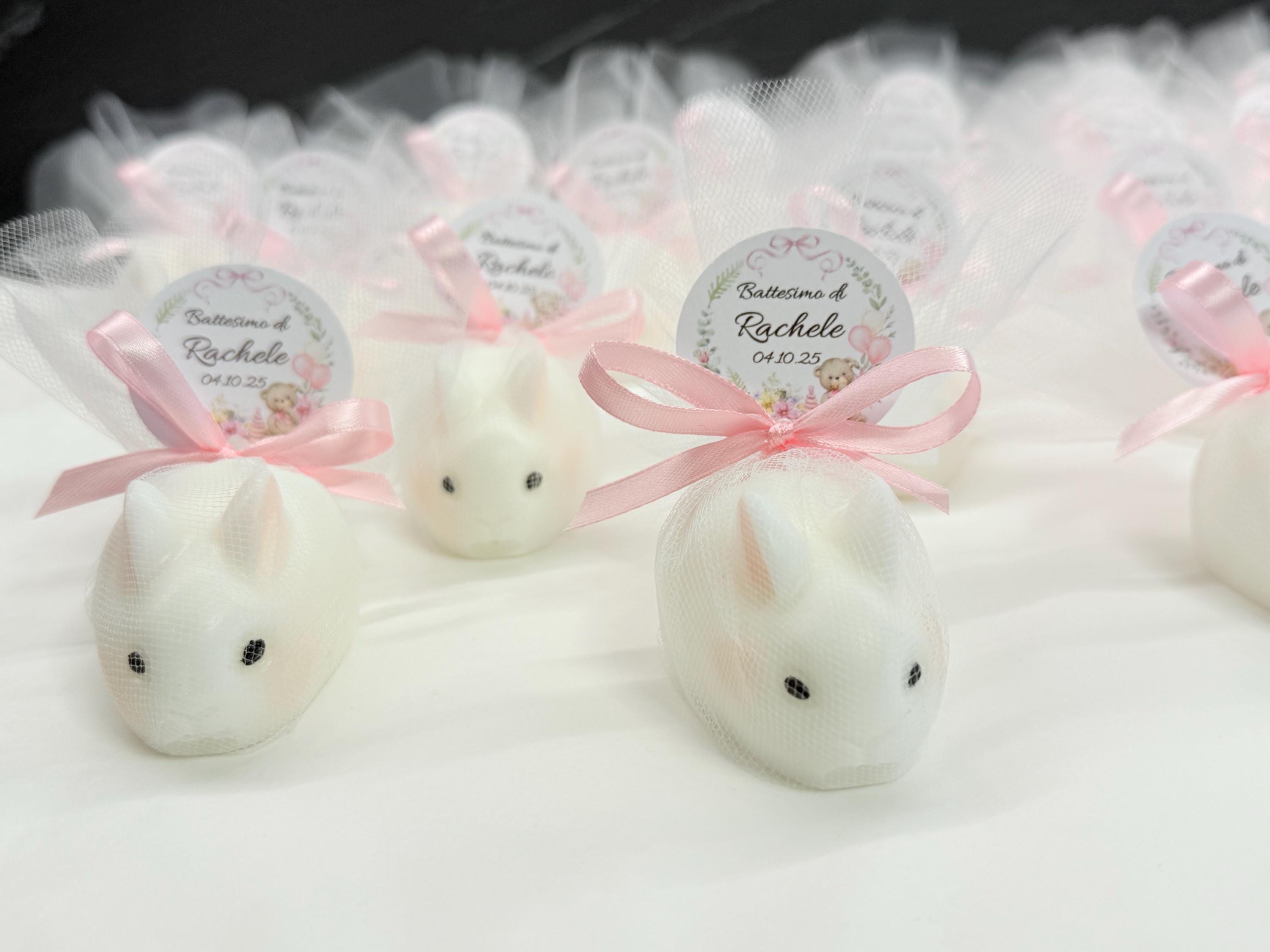 BUNNY SOAP with personalized tulle/wedding favors/christening/birthday/graduation/communion/confirmation/birth/baby shower/Easter