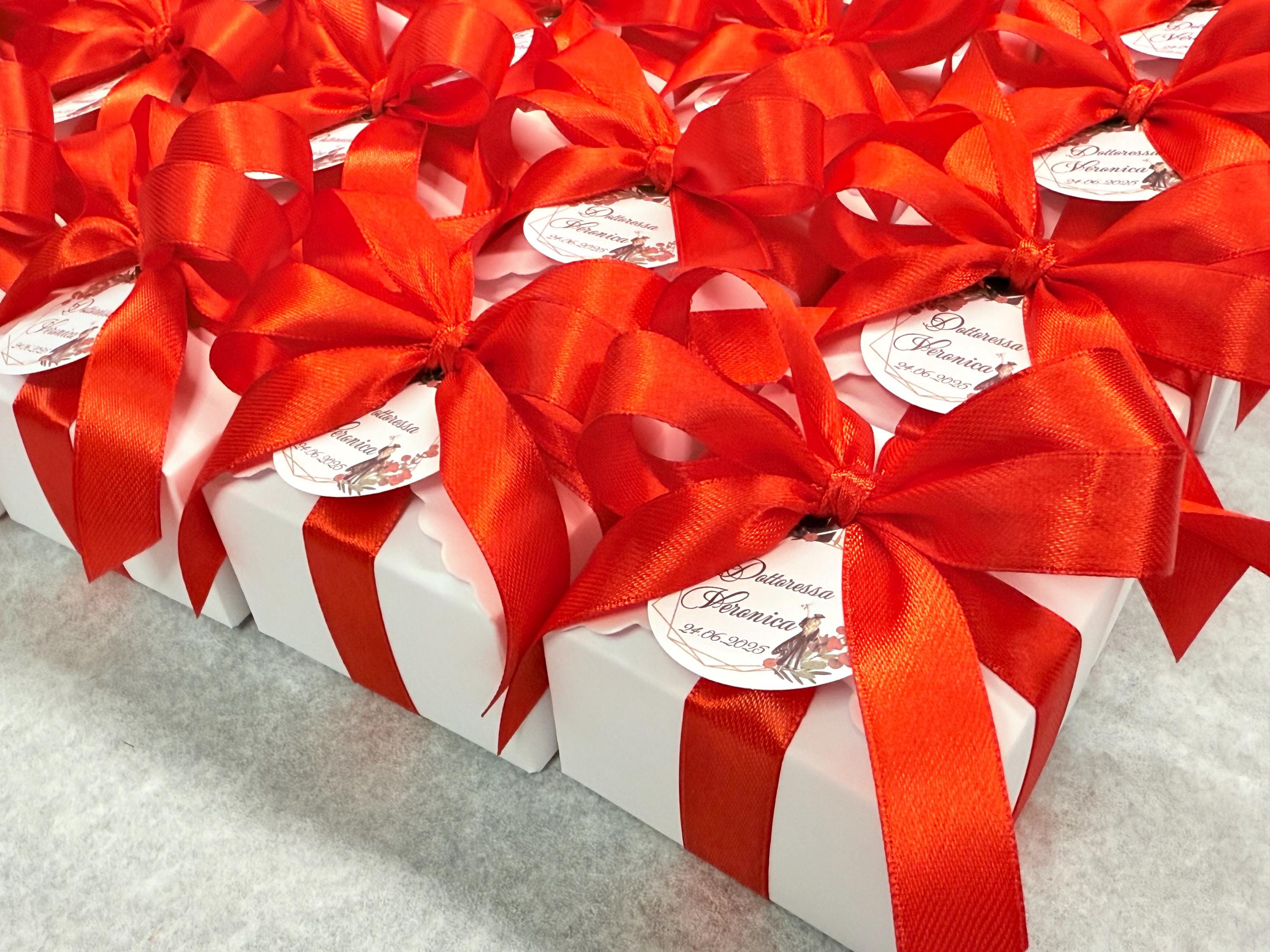 BOUGIE CHOUETTE INODORE avec boîte et dragées personnalisées/cadeaux de fin d'études/cadeau pour invités