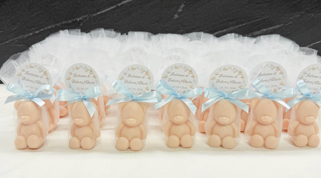 "BEAR" SOAP with tulle and personalized tag