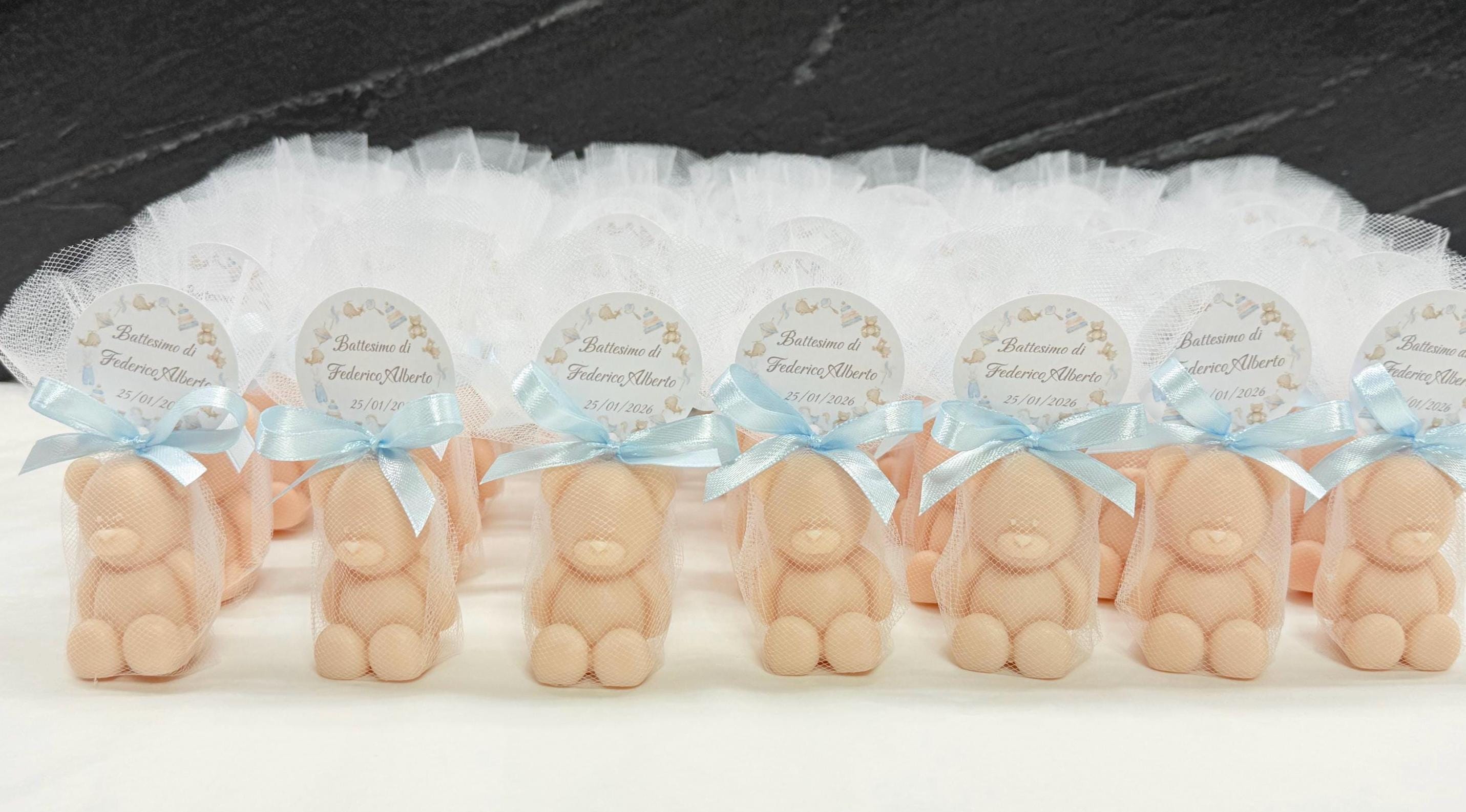 "BEAR" SOAP with tulle and personalized tag