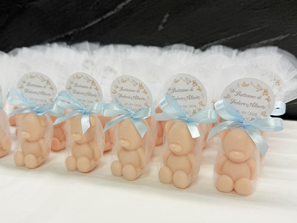 "BEAR" SOAP with tulle and personalized tag