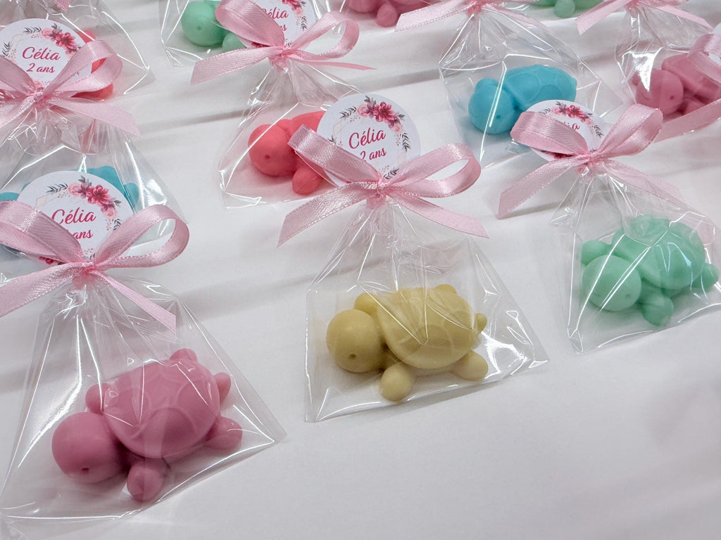 SAVON "TORTUE" avec sachet transparent et étiquette personnalisée