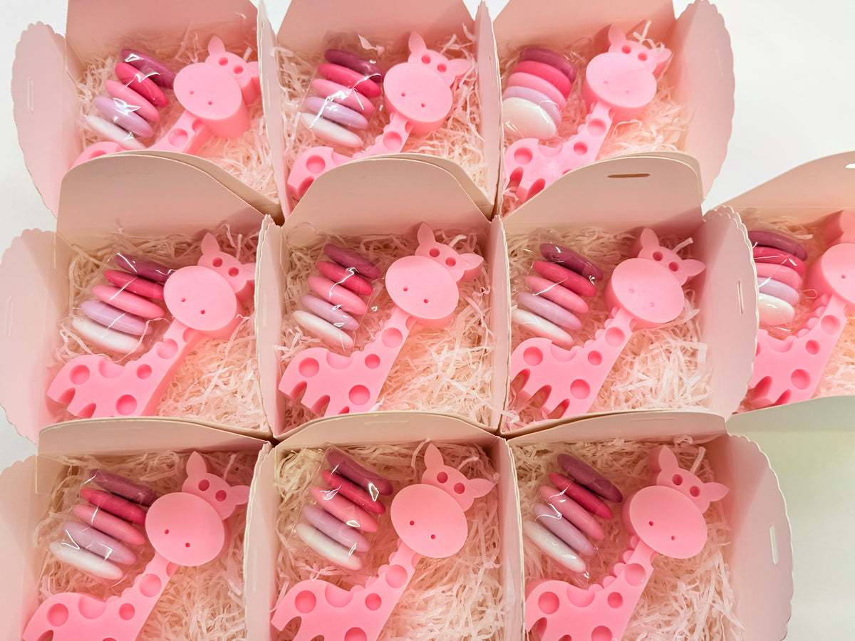 Candele giraffa colorate in cera di soia – bomboniera per battesimo, nascita e baby shower safari