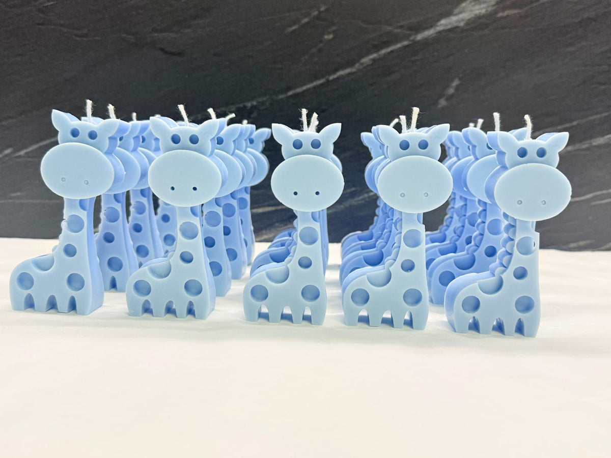 Candela giraffa inodore in cera di soia personalizzata senza confezione – bomboniera safari per battesimo