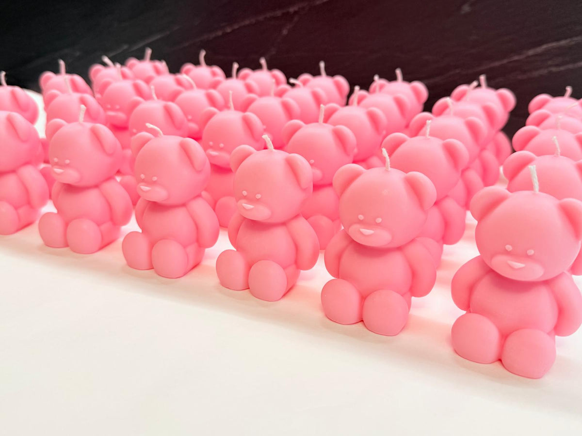 Candela orsetto grande profumata personalizzata in cera di soia – bomboniera per nascita e baby shower