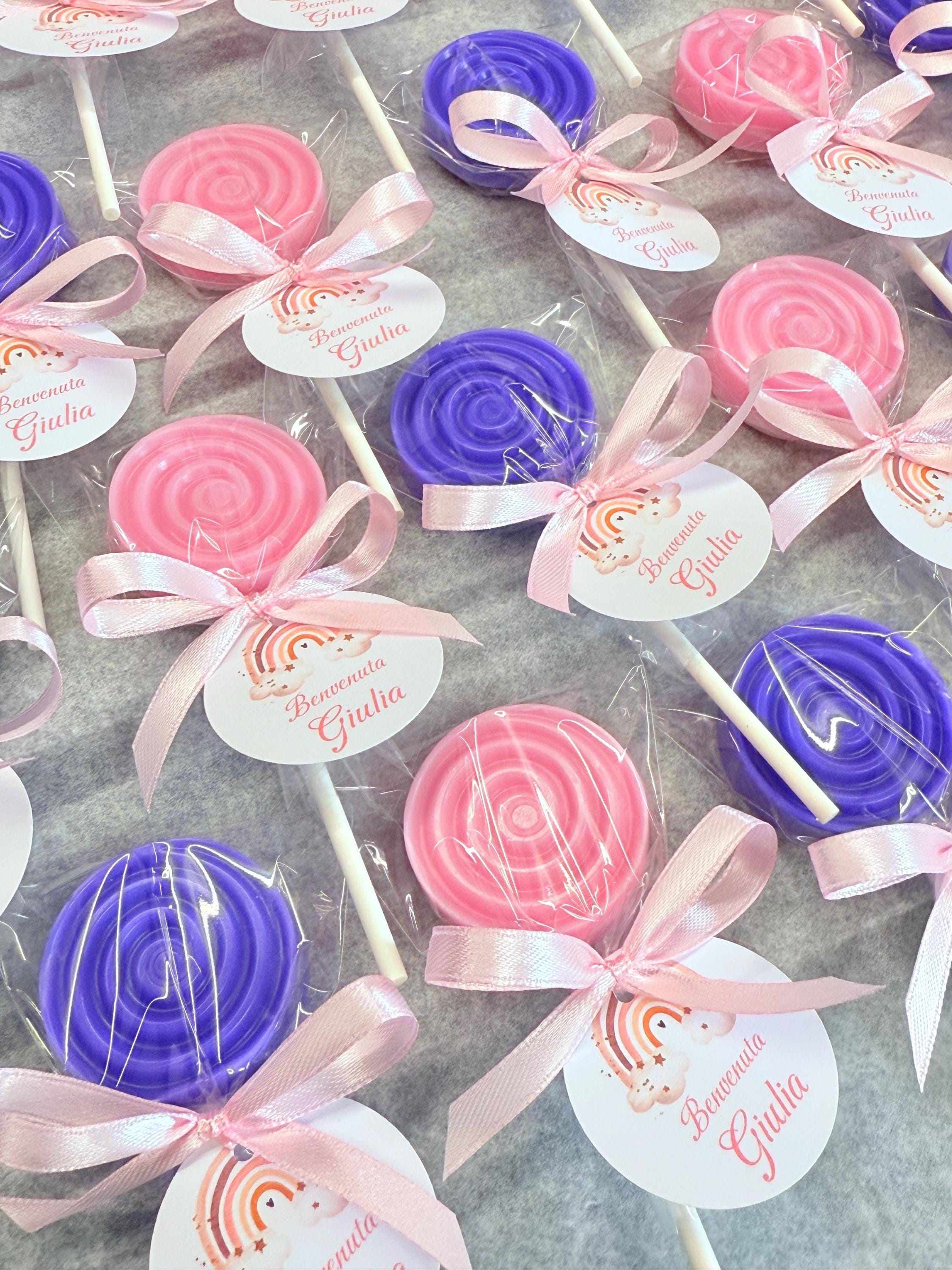 LOLLIPOP SOAP with transparent bag and personalized tag/baptism favors/birth/communion/confirmation/baby shower/