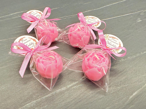 CANDELA "BOCCIOLO di PEONIA" Inodore con sacchetto trasparente e tag personalizzato
