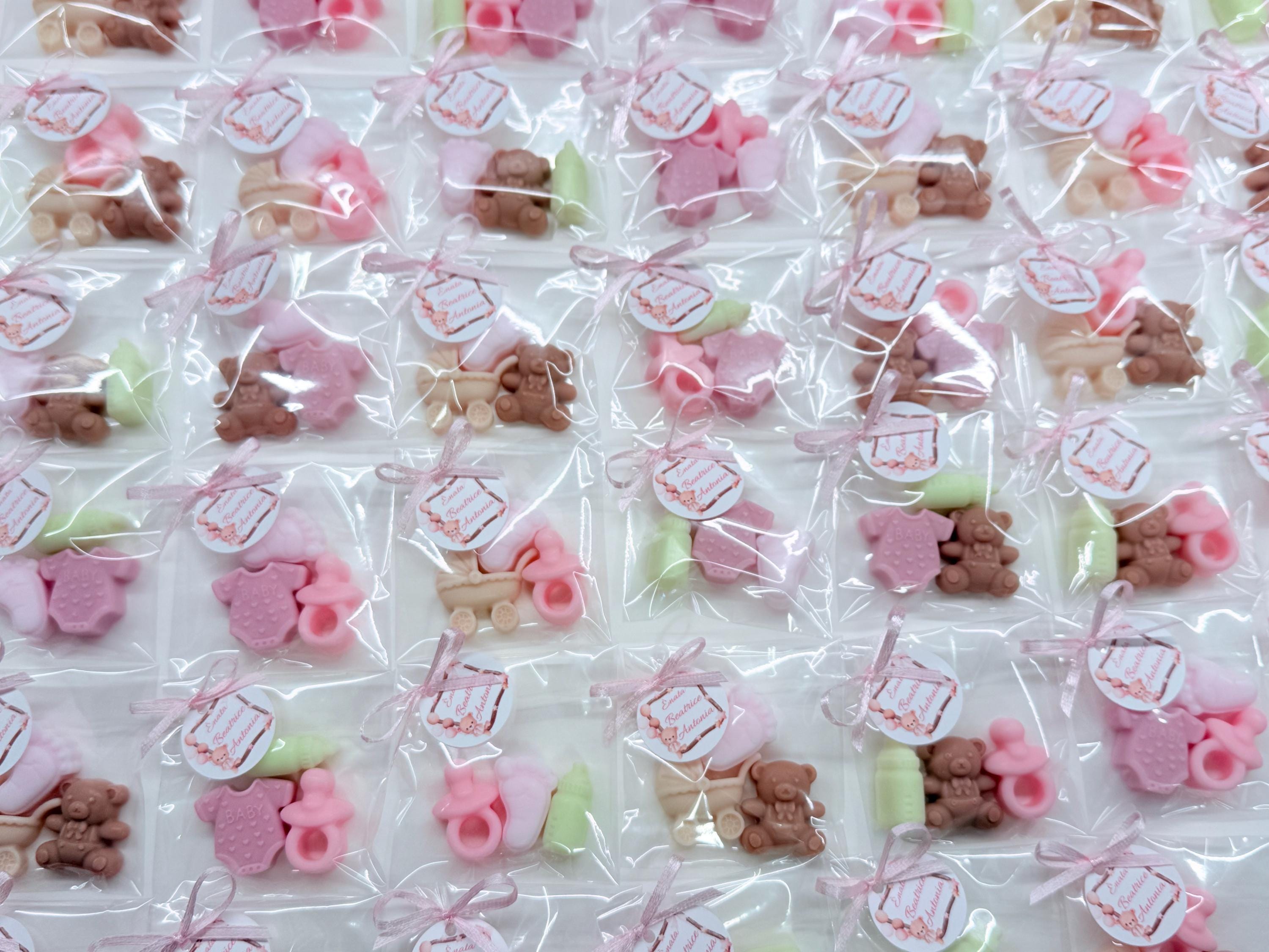 Lot de 3 mini savons NAISSANCE avec sachet transparent et étiquette personnalisée