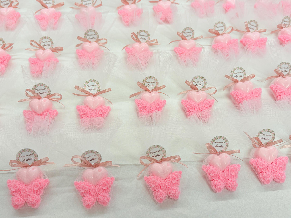 "FLORAL BUTTERFLY + LITTLE HEART" SOAP with tulle and small personalized tag