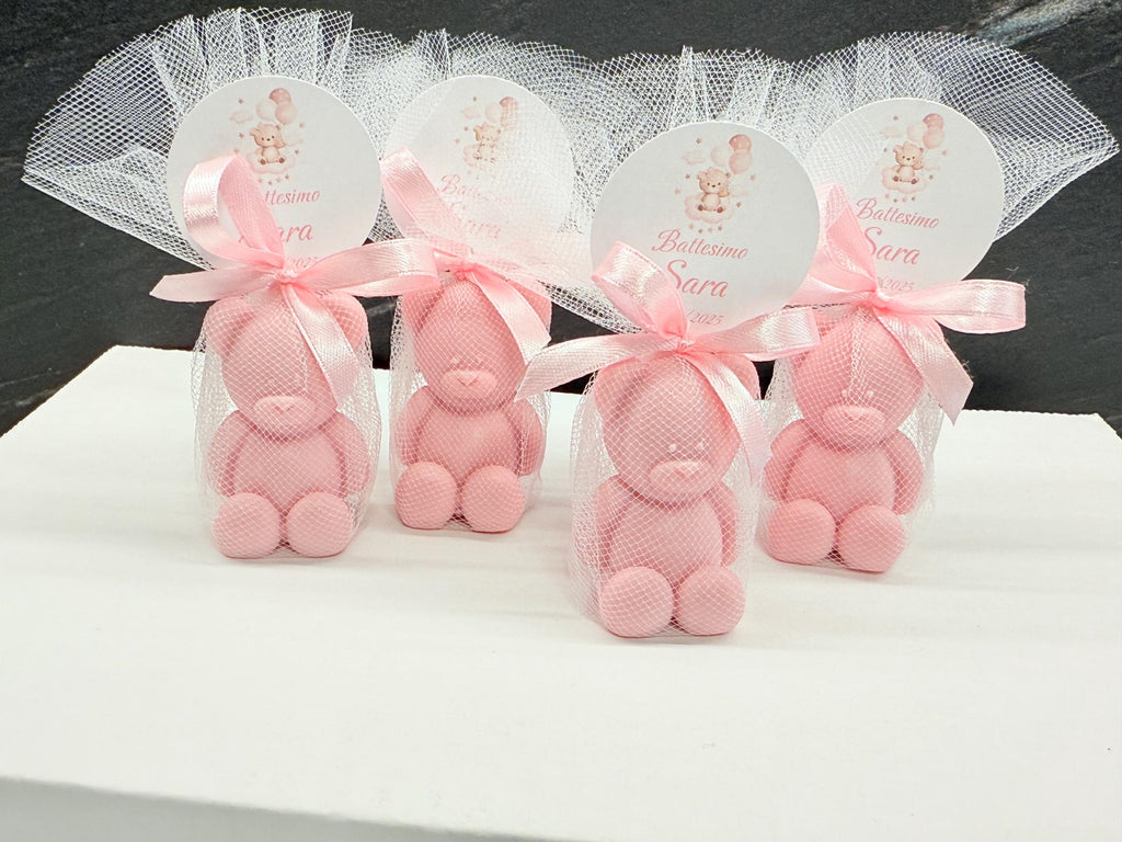"BEAR" SOAP with tulle and personalized tag