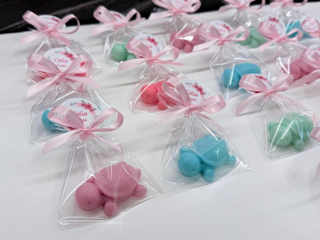 SAVON "TORTUE" avec sachet transparent et étiquette personnalisée