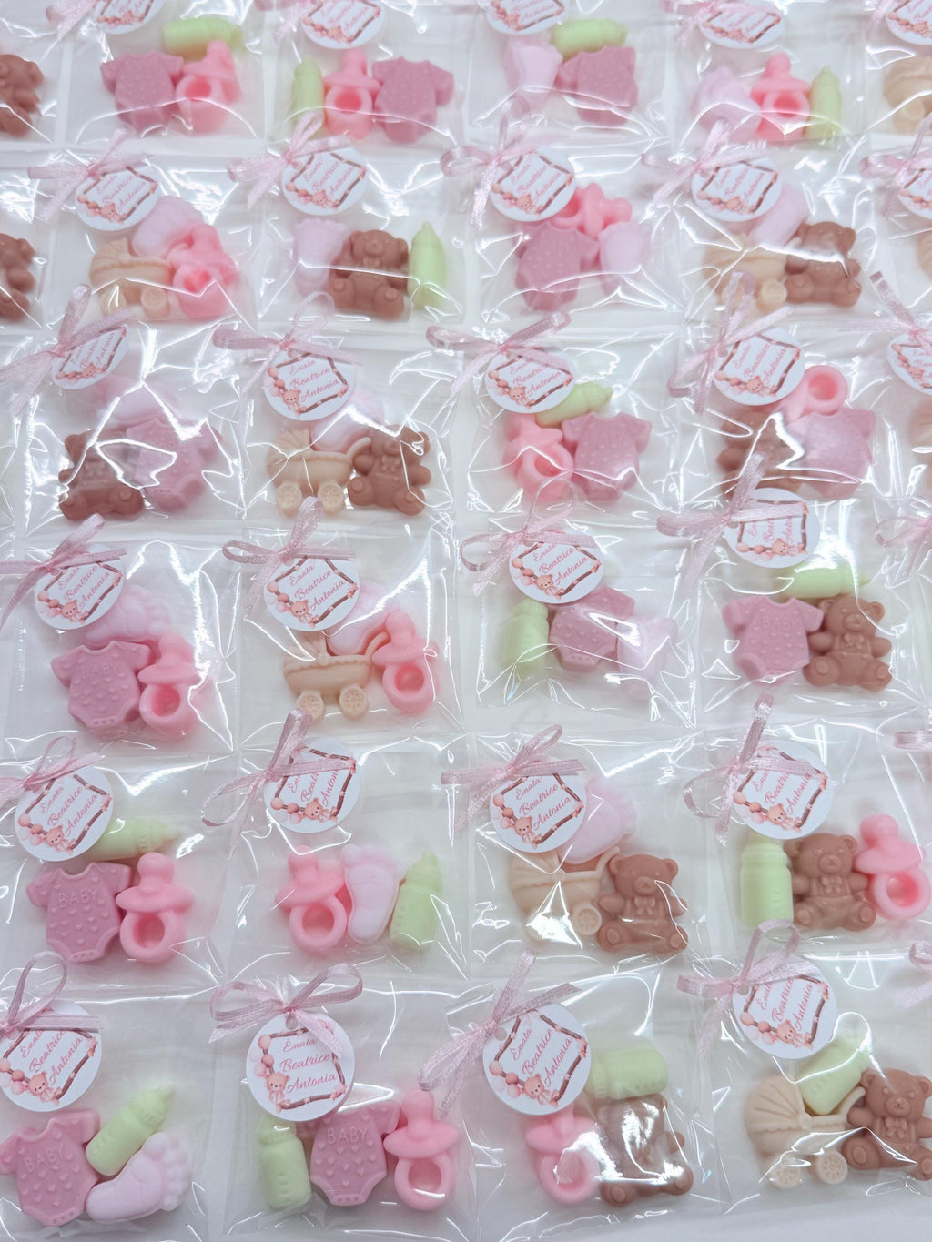 Lot de 3 mini savons NAISSANCE avec sachet transparent et étiquette personnalisée
