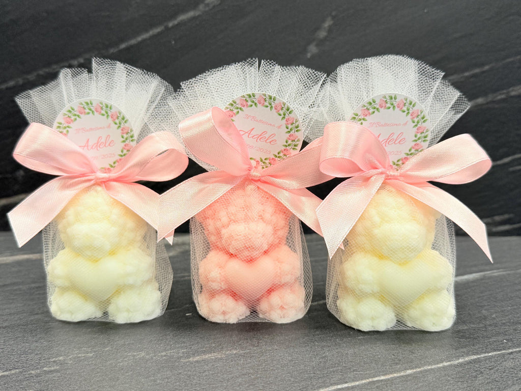 BOUGIE OURSON PARFUMÉE avec tulle /dragées naissance/baby shower/anniversaire enfants/communion/confirmation/fête enfants/ourson en peluche/Teddy