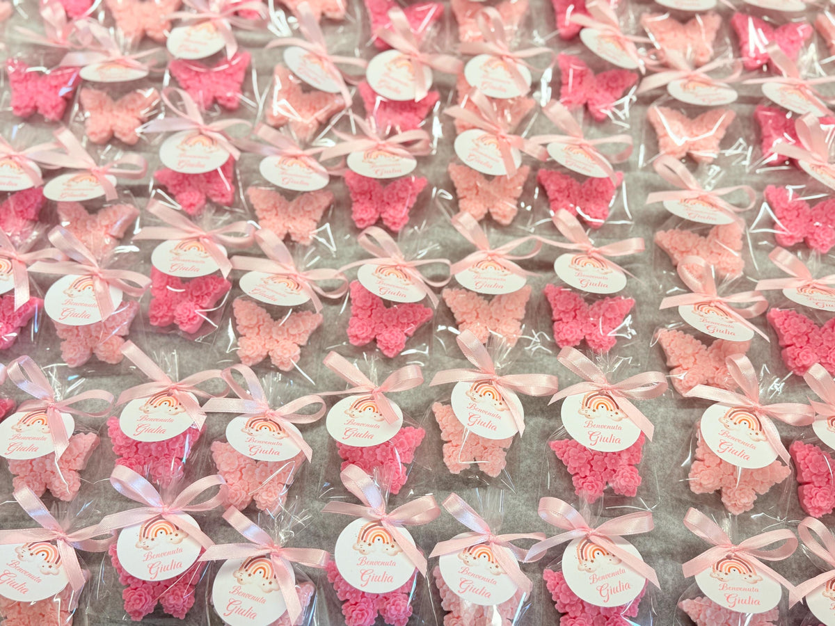 "FLORAL BUTTERFLY" SOAP with transparent bag and personalized tag