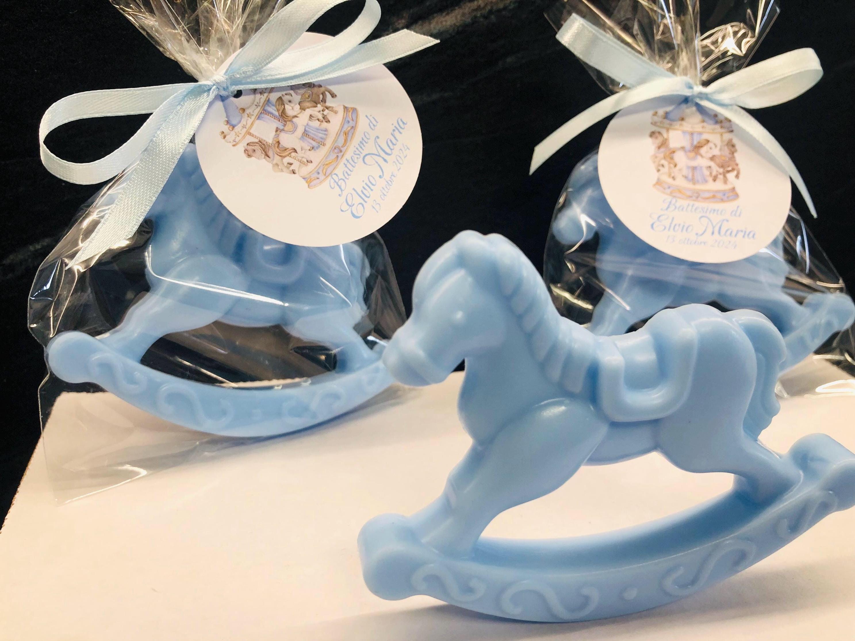 Savon "CHEVAL à BASCLUE" avec sachet transparent et étiquette personnalisée