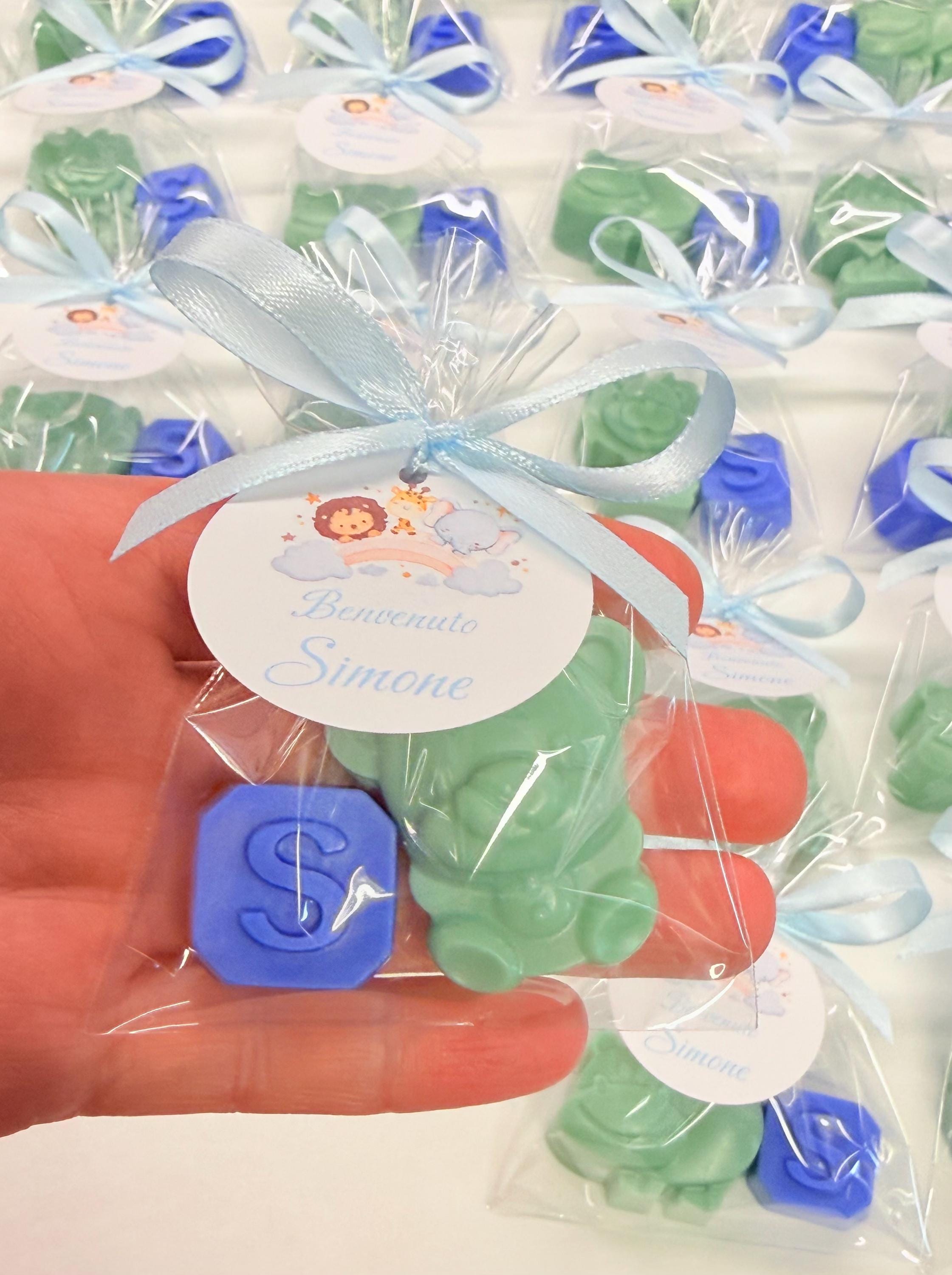 SAVON "PETITS ANIMAUX + LETTRE" avec sachet transparent et étiquette personnalisée