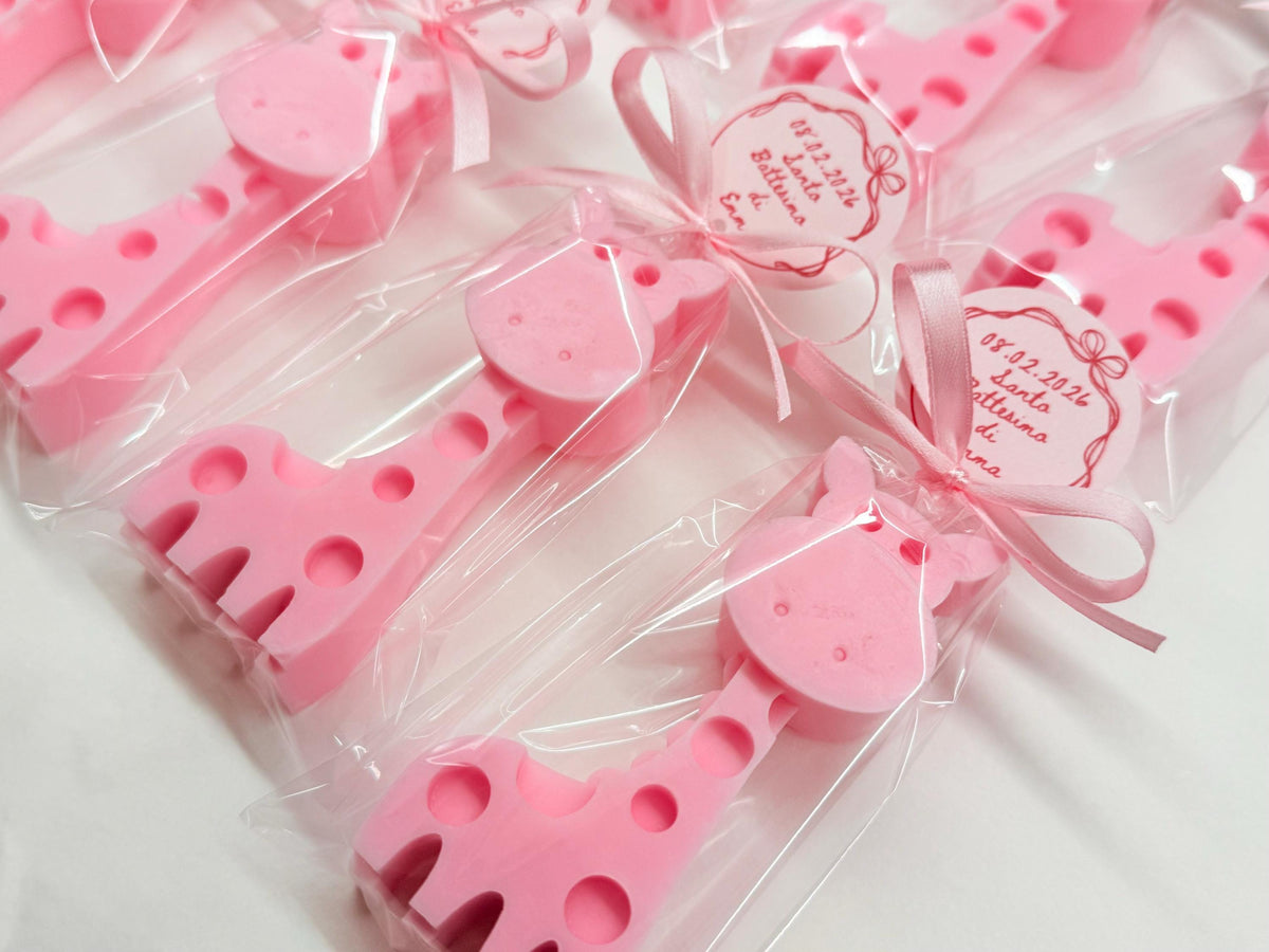 Sapone giraffa in vari colori e fragranze – bomboniera per baby shower e compleanno a tema Safari