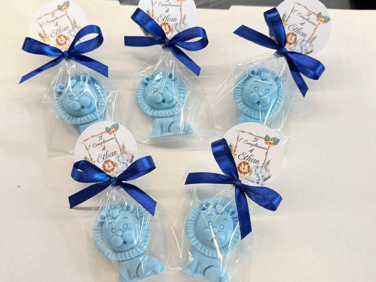 Sapone leoncino artigianale profumato in vari colori – regalo per baby shower e compleanno bimbi
