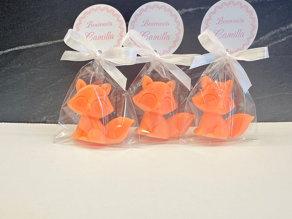 Sapone volpina artigianale profumato in vari colori – regalo per baby shower e compleanno bimbi